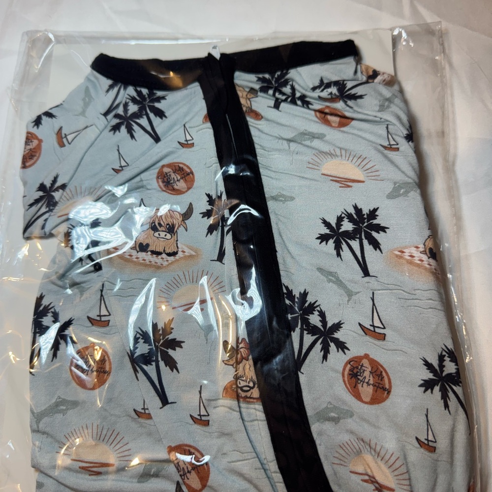 Highland Cow Beach Themed Bamboo Zippy Size 3-6